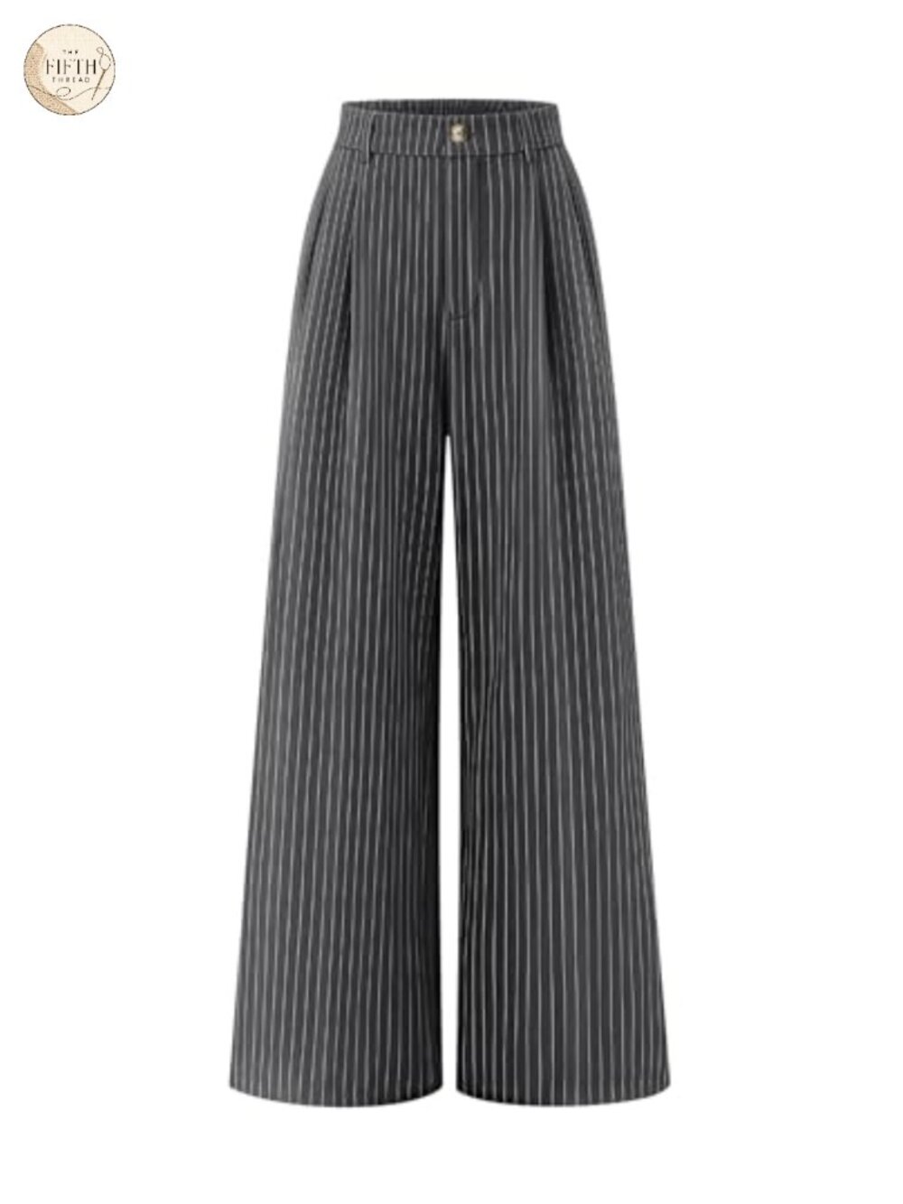Wide Leg Striped Palazzo Work Pants High Waisted Pull On Trousers
